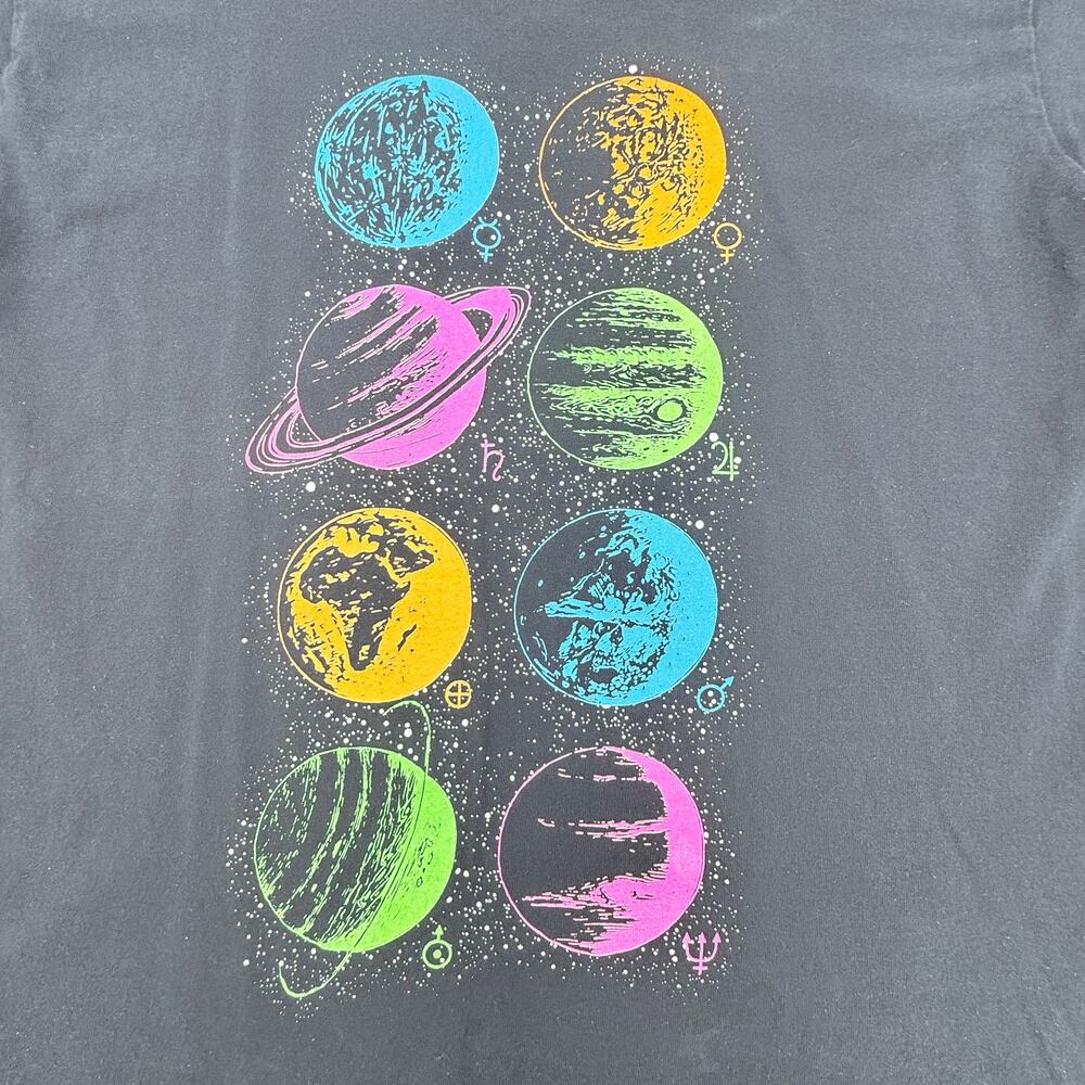 Neon Planet Astronomy Graphic T-Shirt - Black Gildan Large